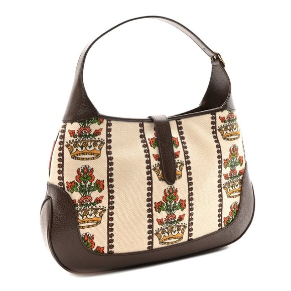 NWT Gucci Jackie 1961 Hobo Handbag Music Printed Beige Canvas Leather Strap - Picture 2 of 13